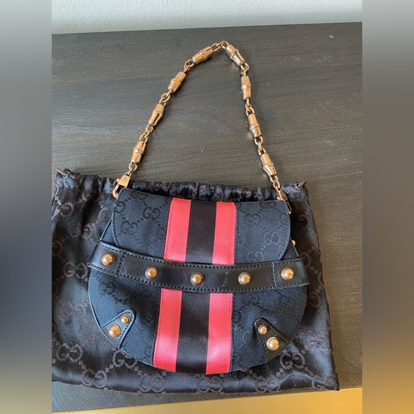 GUCCI by Tom Ford - Black GG Horsebit Mini Evening Bag - Picture 3 of 11